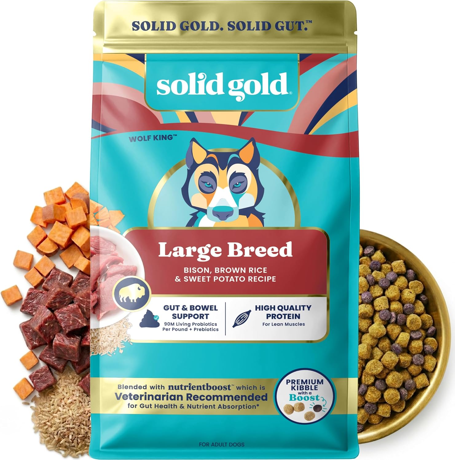 Solid Gold Bison Dry Dog Food, High Protein for Large Breeds, 22LB