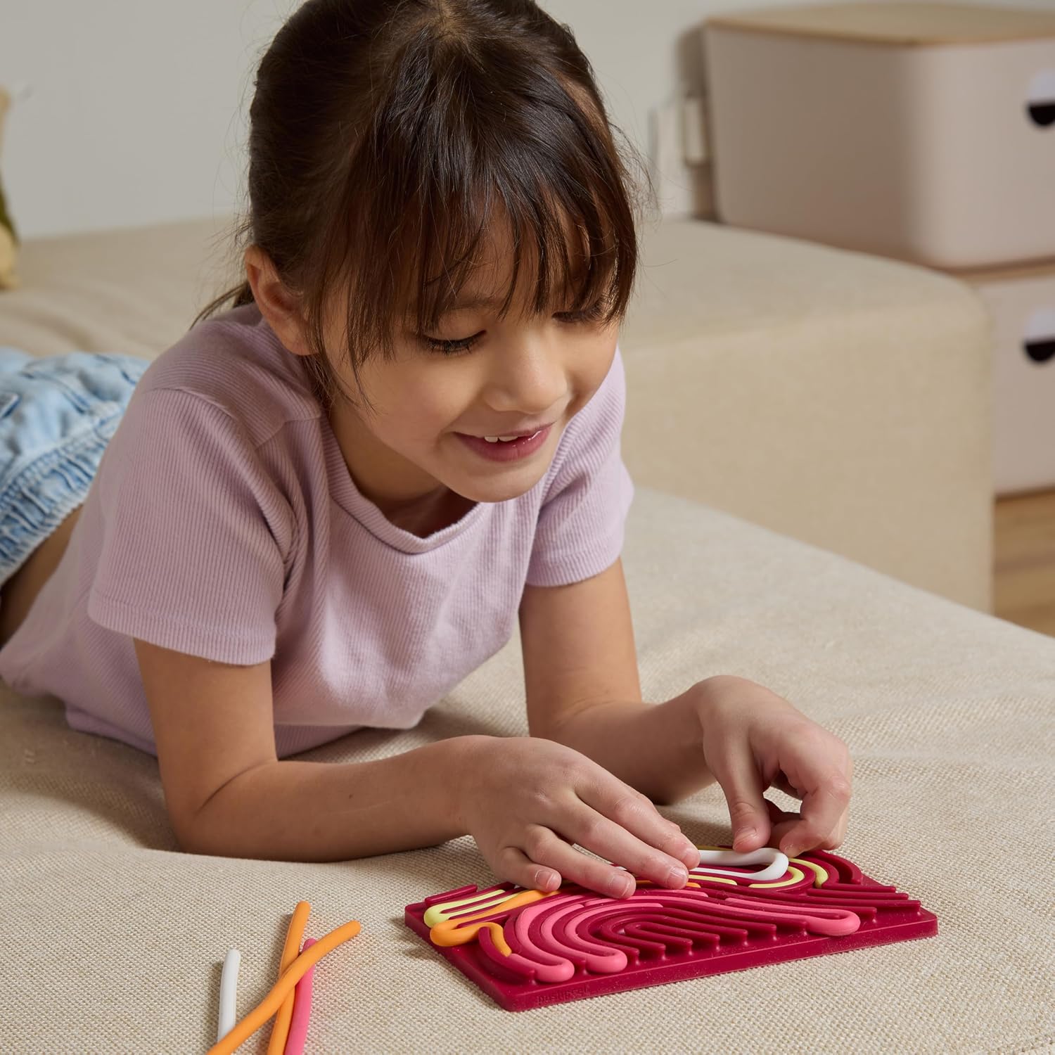 Pushpeel Sensory Activity Board: Silicone Fidget Toy for Calming, Stress, Anxiety, ADHD & Autism | Silent, No Mess | Kids 3+ & Adults | Includes Portable Travel Bag & 11 Strings