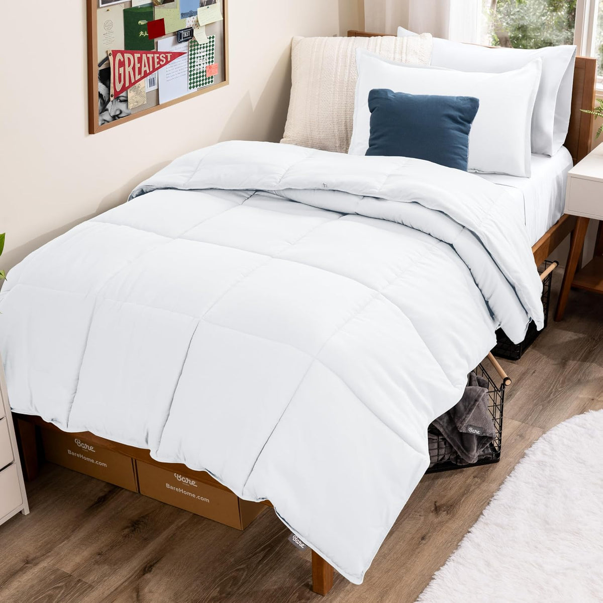 Bare Home Comforter Set - 1800 Ultra Soft (Twin/Twin XL, White)