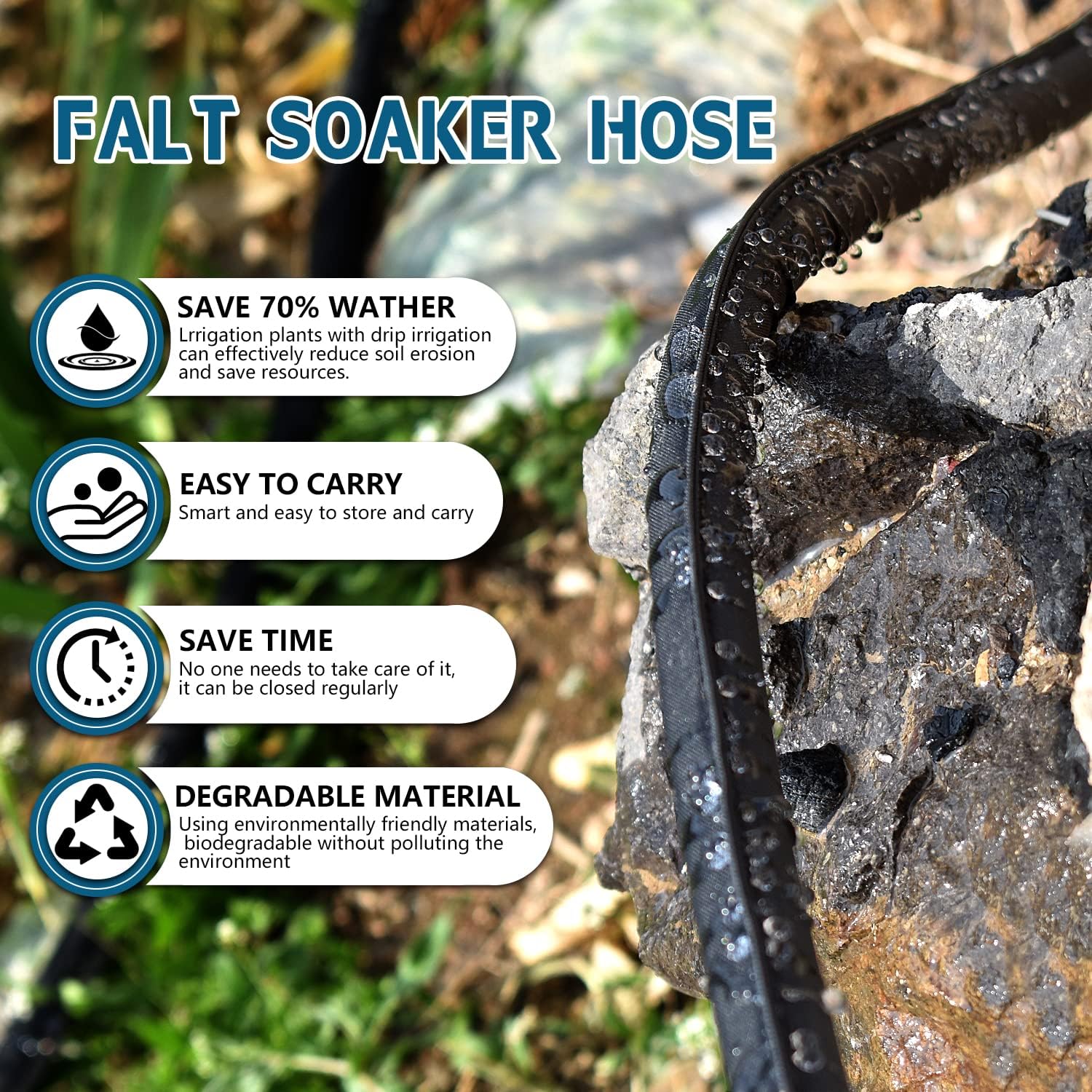 3-Pack Flat Soaker Hose 50 ft for Garden Watering Linkable