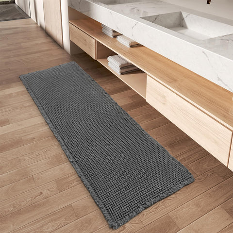 Upgraded Waffle Bath Mat Runner Absorbent Non Slip Bathroom Mat, 2' x 4'