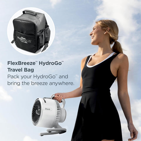 Shark FlexBreeze HydroGo Portable Fan with Travel Bag, White, FA053BRN