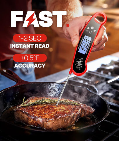 Meat Thermometer Digital, Food Thermometer for Cooking, Red, 2 Pack