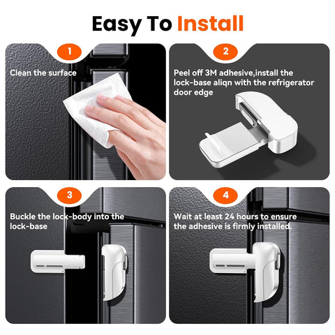 2 Pack Fridge Locks, Refrigerator Door Lock for Kids Baby Safety, Durable ABS Child Proof Freezer Latch to Keep Door Closed, Easy Install Child Lock for Fridge, No Tools Need or Drill