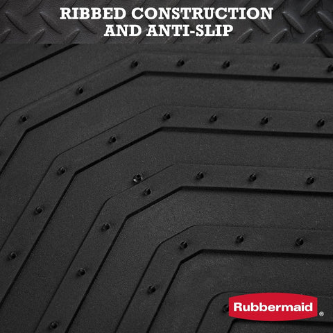 Rubbermaid Car Floor Mat, Heavy Duty All-Weather Car Mats Full Set with Dual-Tone Black Aluminum Inserts – Universal Fit, Anti-Slip Backing, Trim-to-Fit for Most SUV, Sedan, Van