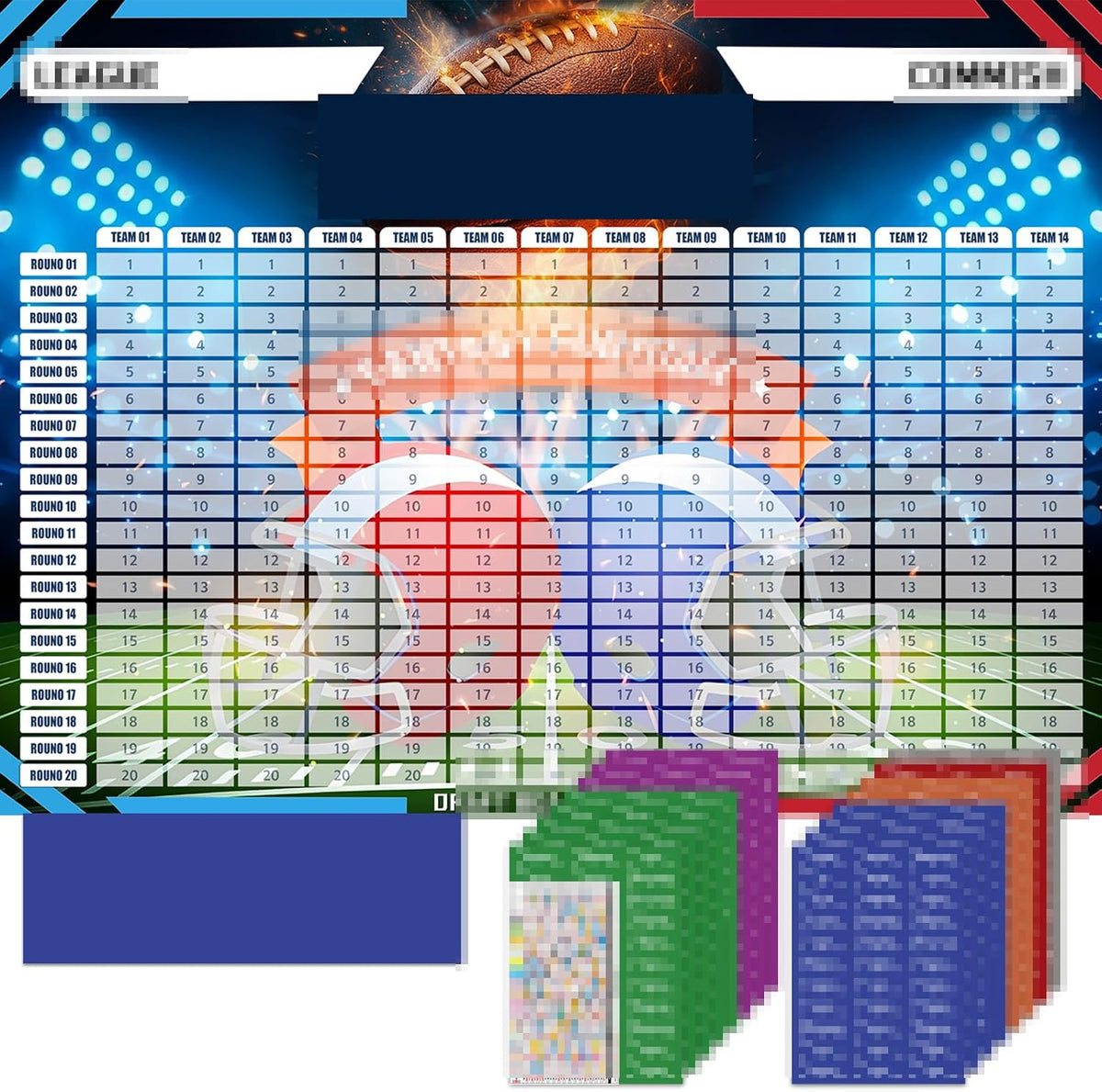 ROPODE Fantas Football Draf Board Kit 2026-2027 Seaso–Include Traceless 690+ Labels