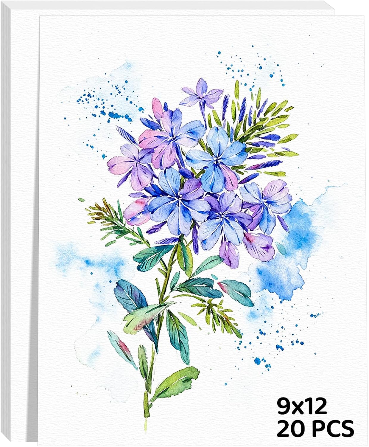 20 Sheets Watercolor Paper 9x12, 140lb/300gsm Cold Press Watercolor Paper
