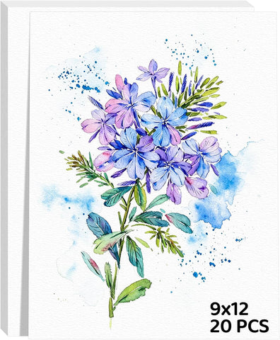 20 Sheets Watercolor Paper 9x12, 140lb/300gsm Cold Press Watercolor Paper