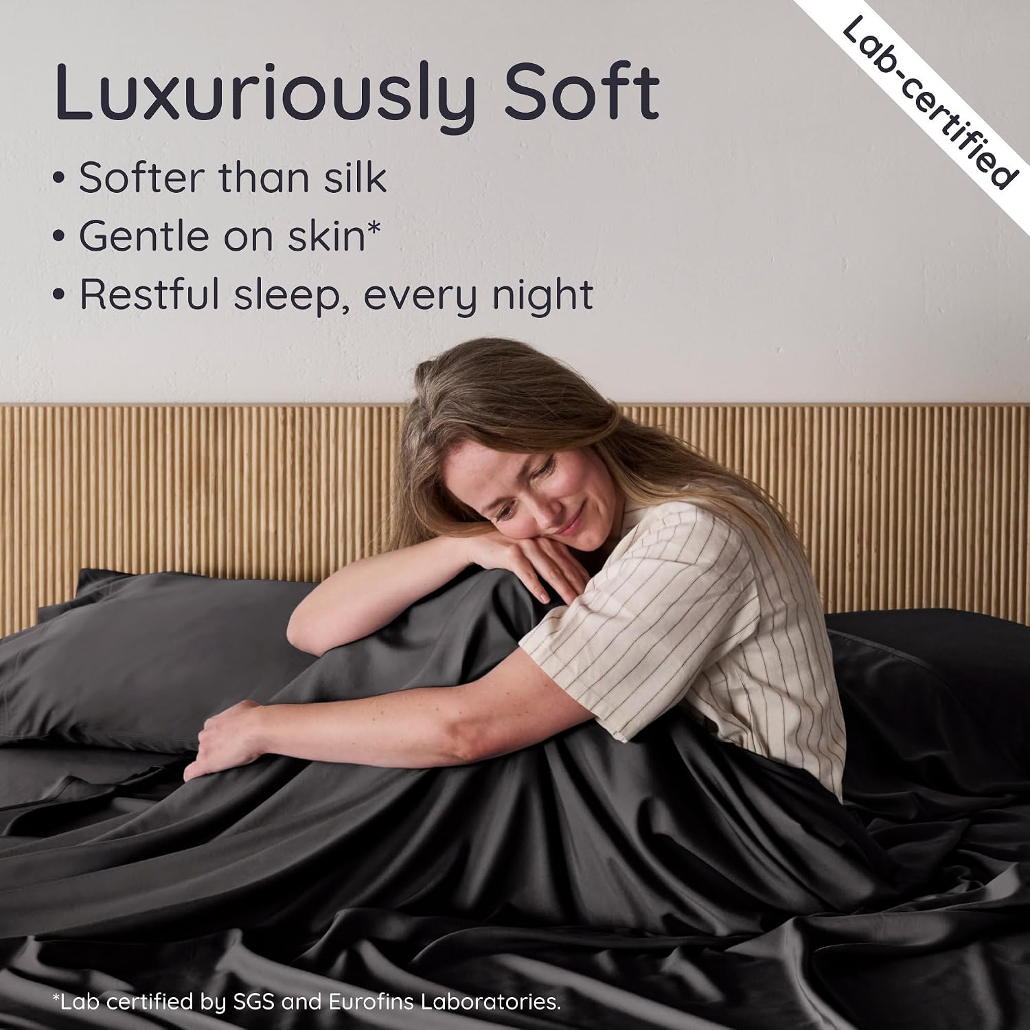 Bambaw 100% Viscose Derived from Bamboo Sheet Set Twin – 4-Piece Twin Sheets Set, Cooling, Soft & Breathable, Deep Pocket Fits Up to 15" Mattresses with Elastic Corner Straps (Black)