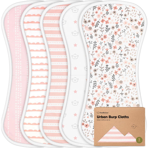 Organic Burp Cloths Baby Boy & Girl, 5-pack Cotton Burp Rags (Sweet Charm)