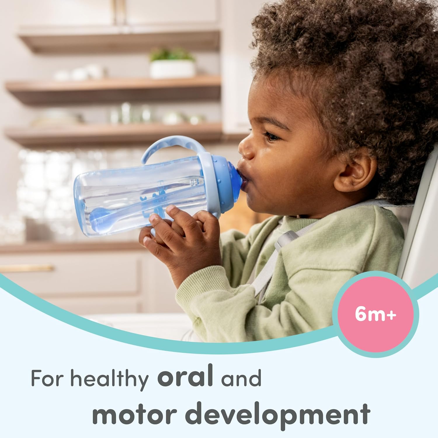 NUK Learner Straw Cup 10oz - Toddler Cup with Soft Straw for Easy Drinking Suitable for Ages 8 Months and Up