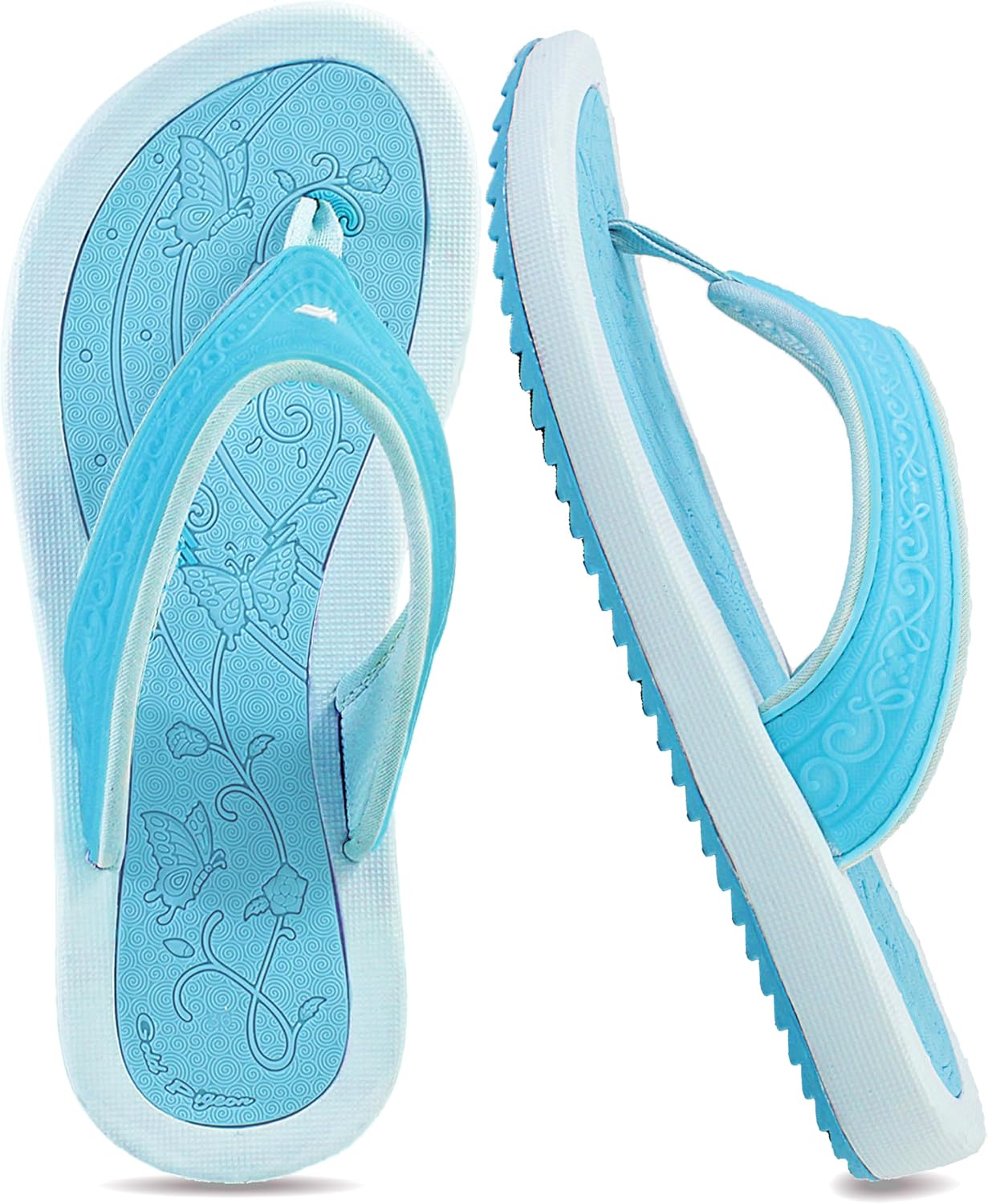 BREEZE Womens Flip Flops, Shower Shoes, House Slippers, Pool, Vocation, Beach Sandals. Cute Woman Sandals in Pink, Black, Blue, Tan & White Jelly Straps