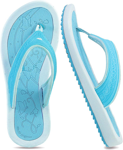 BREEZE Womens Flip Flops, Shower Shoes, House Slippers, Pool, Vocation, Beach Sandals. Cute Woman Sandals in Pink, Black, Blue, Tan & White Jelly Straps