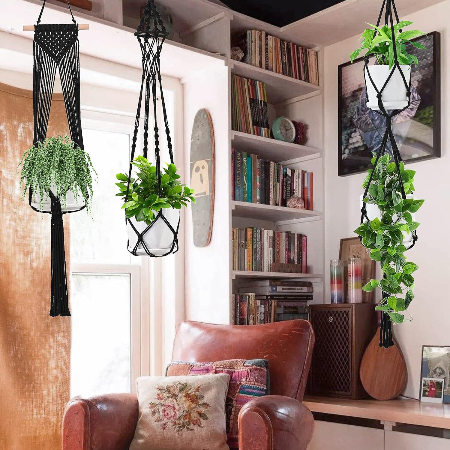 SFENNGPET Macrame Plant Hangers, 6Pack Hanging Planters for Indoor Plants
