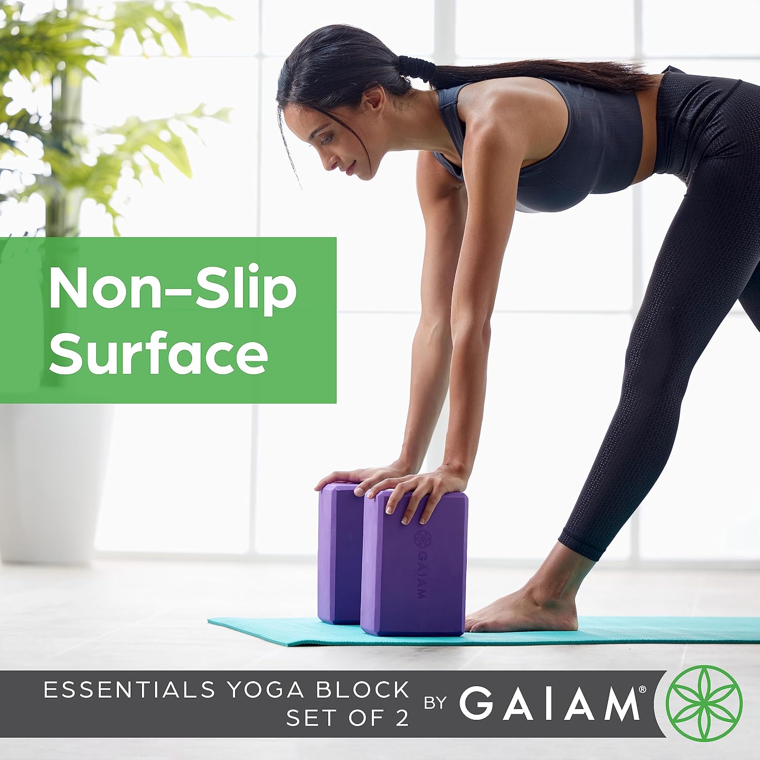 Gaiam Yoga Block - Supportive Latex-Free Eva Foam - Soft Non-Slip Surface with Beveled Edges for Yoga, Pilates, Meditation