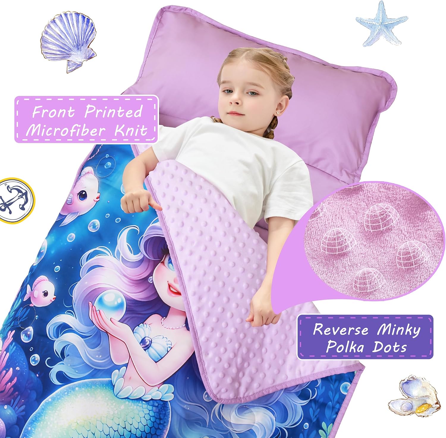 Lasoftan Toddler Nap Mat with Pillow and Blanket, Extra Large Rolled Napping Mats,Slumber Bags for Boys Girls,Kids Sleeping Bag for Daycare, Preschool Travel Camping