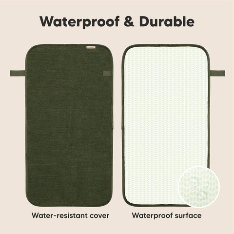 KeaBabies Portable Diaper Changing Pad, Easy Wipe Clean, 25x13 (Dark Olive)