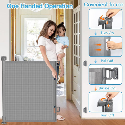 EZIGO 180 Inch Retractable Baby Gates, 41 Inch Extra Tall Retractable Gate