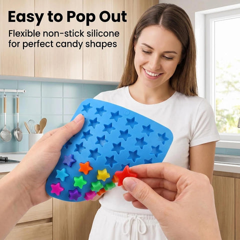 Star Gummy Candy Molds - 240 Cavity Silicone Candy Molds with 2pcs Dropper for Hard Candy, Gummy, Caramels, Chocolate, Ganache, Ice Cubes