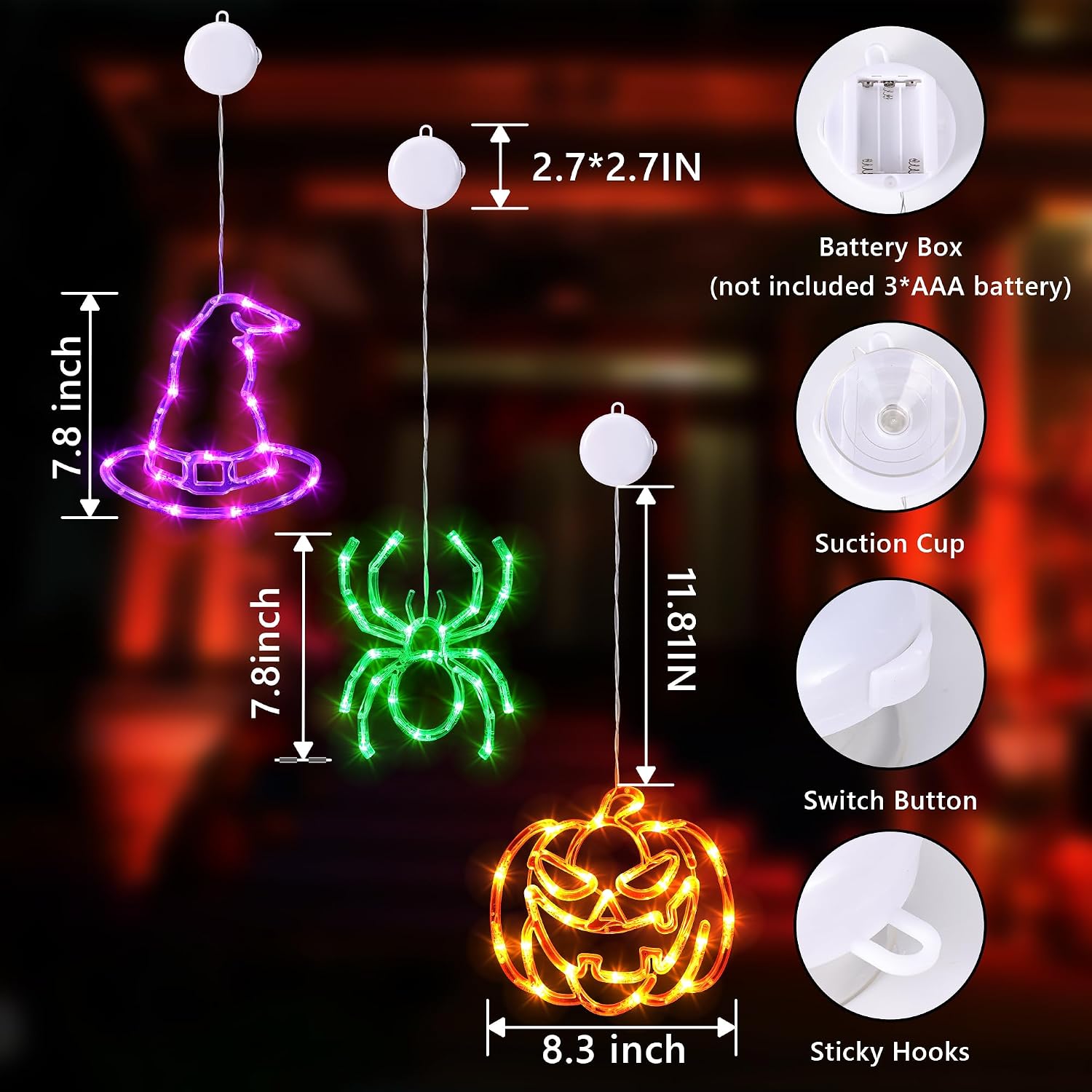 Joomer Battery Powered Halloween Window Lights Decorations 3 Pack