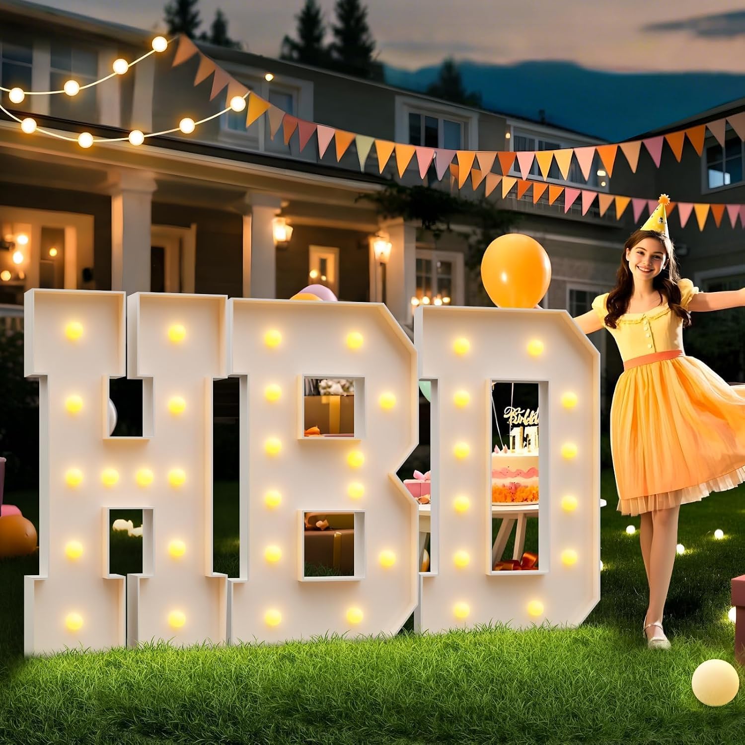 imprsv 4FT Marquee Letters, Large Light Up Letters H Sign for Party Decor