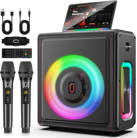 Karaoke Machine for Adults with 2 Wireless Microphones, 200W PA System