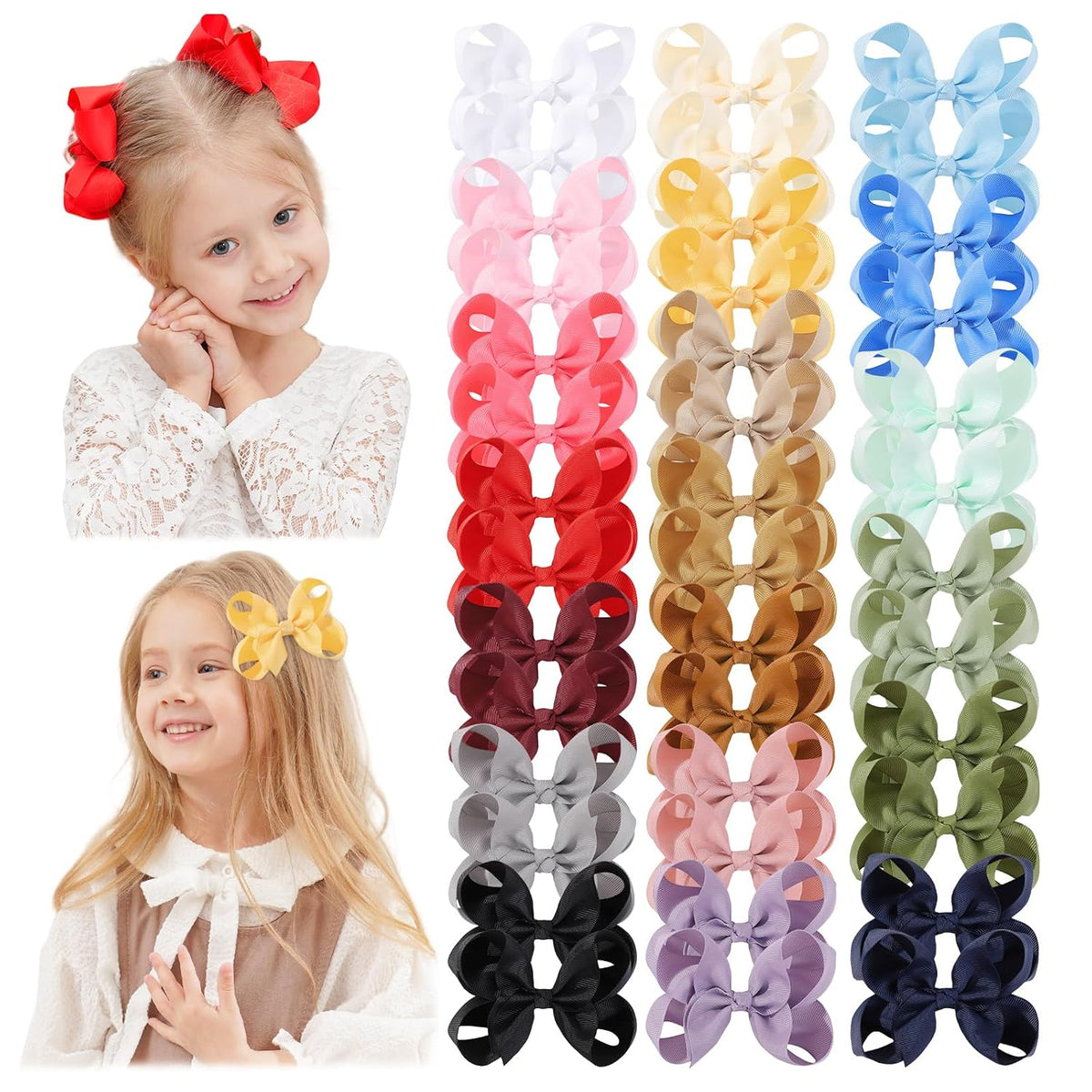 YHXX YLEN 40Pcs Hair Bows Grosgrain Toddler Bows Hair Accessories for Girls