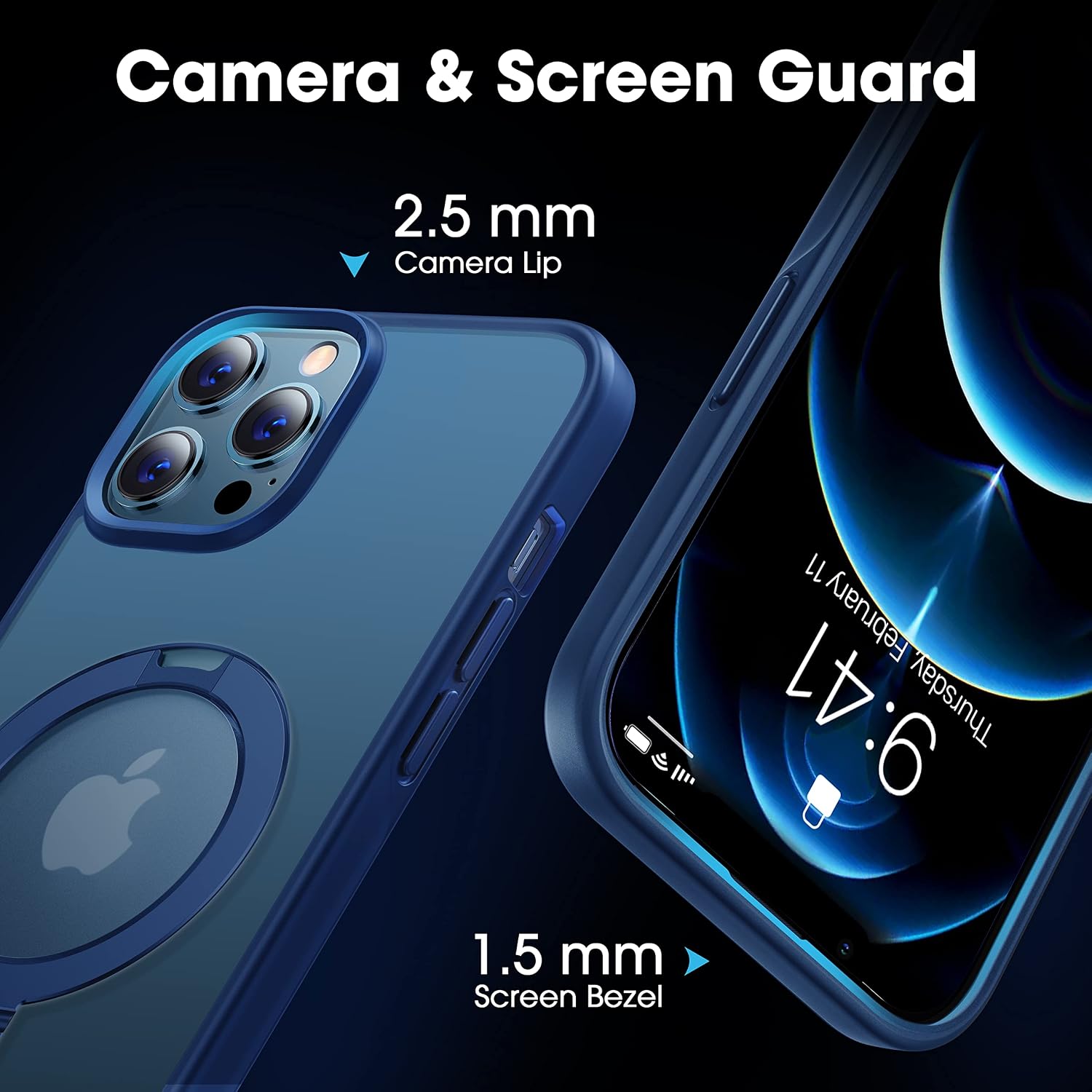 CASEKOO Designed for iPhone 12 Pro Max Case with Magnetic Invisible Stand [Military Drop Protection] [Compatible with MagSafe] Shockproof Slim Translucent Matte Cases 6.7 Inch 2020, Blue