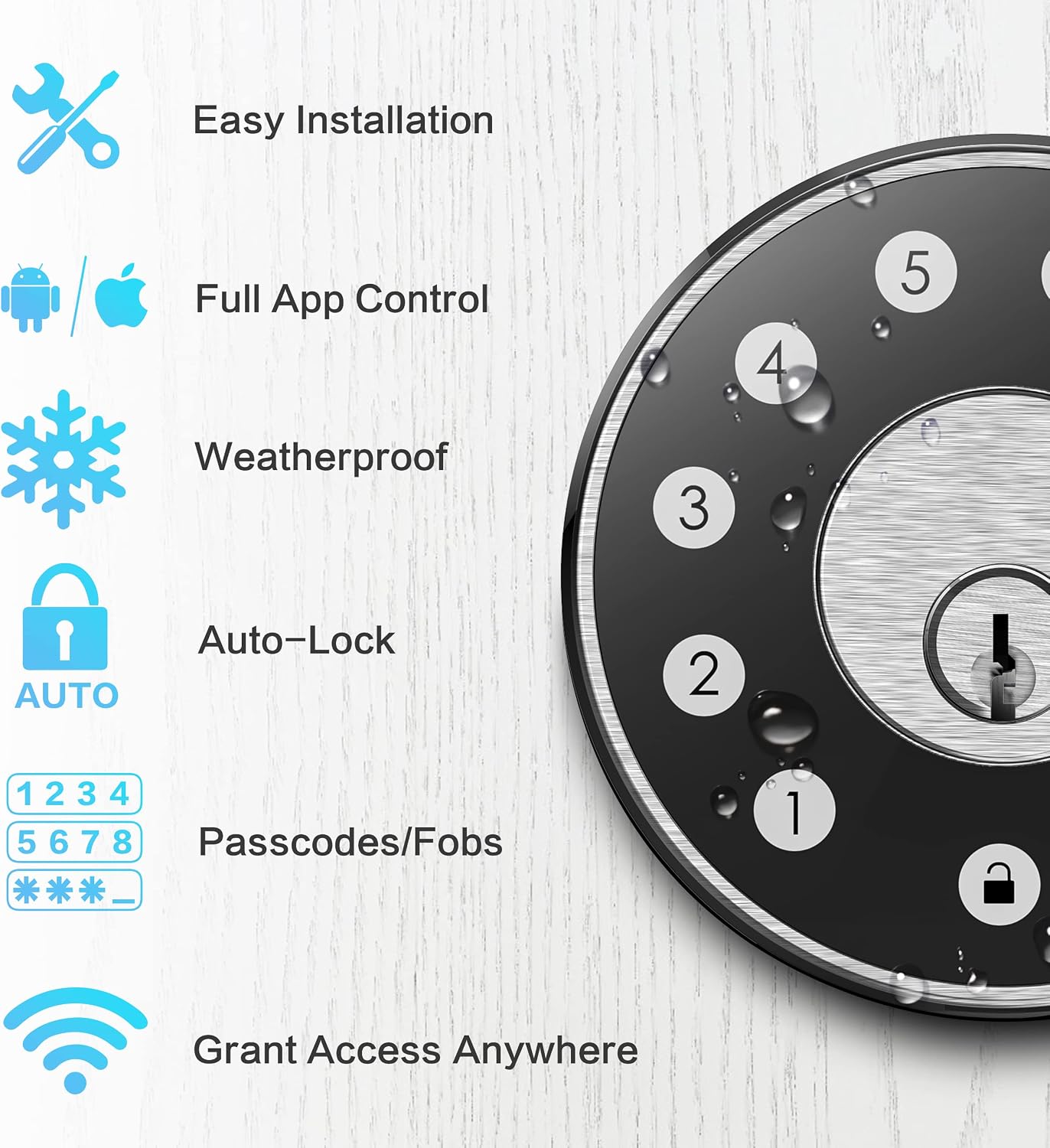 Keyless Deadbolt Smart Door Lock: Sifely Digital Keyless Entry Door Lock for Front Door, Code & Fob Access, App Control, Auto Lock, Easy to Install (Silver)