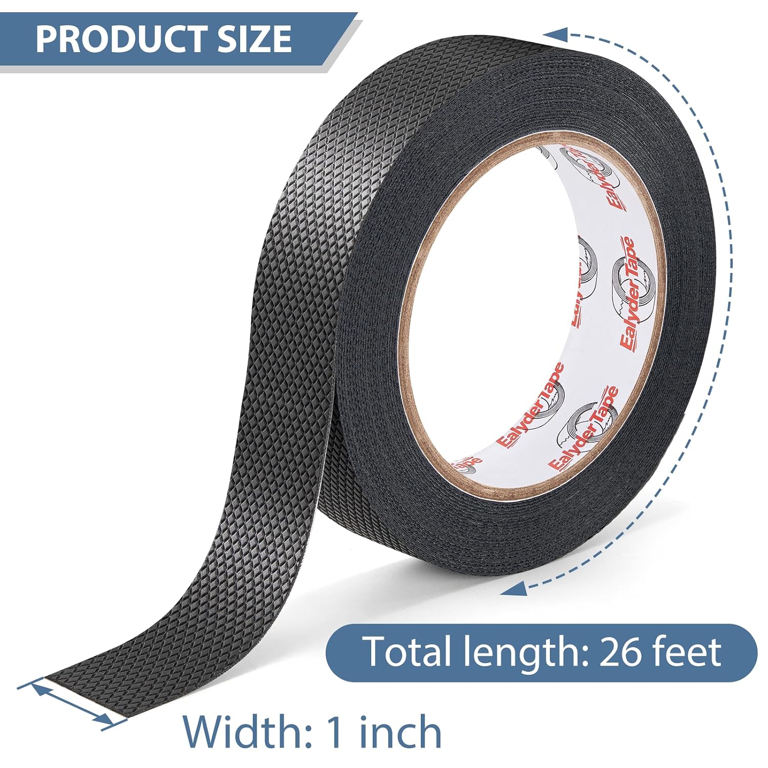 1" x 26FT Rubber Grip Tape Black Ultra-Thin Anti-Slip Tape for Handles