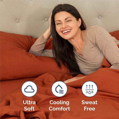 Full Size 4 Piece Sheet Set - Breathable & Cooling Sheets - Terracotta