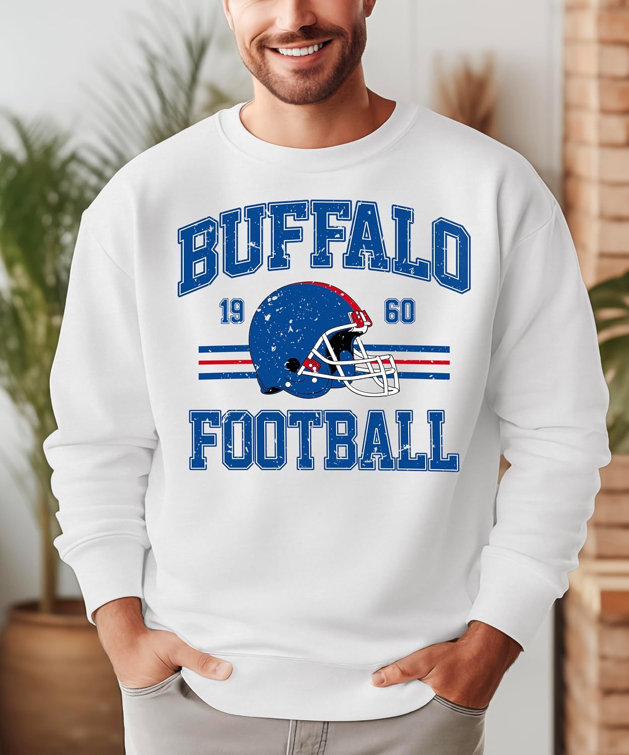 Olive Loves Apple Vintage Buffalo 1960 Football Sweatshirt for Men Women and Kids Distressed Game Day Pullover