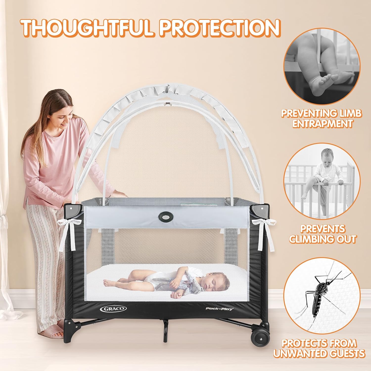 Pack N Play Tent - Mini Crib Tent to Keep Baby from Climbing Out