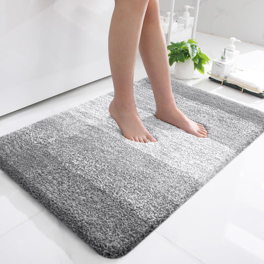 OLANLY Bathroom Rug Mat 36x24, Extra Soft and Absorbent Microfiber Bath Rugs, Non-Slip Plush Shaggy Bath Carpet, Machine Wash Dry, Bath Mats for Bathroom Floor, Tub and Shower, Light Grey