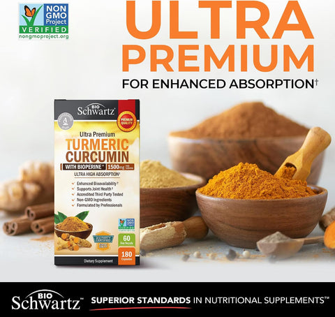 Turmeric Curcumin with Black Pepper Extract 1500mg - 180 Capsules