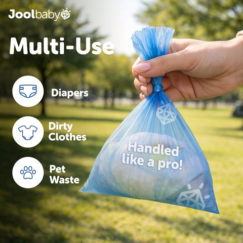 Jool Baby Disposable Diaper Bag Refills for Diaper Bag Dispenser (12 Rolls, 144 Count) – Lavender-Scented Odor-Controlling Diaper Sacks – Fits Any On-the-Go Dispenser