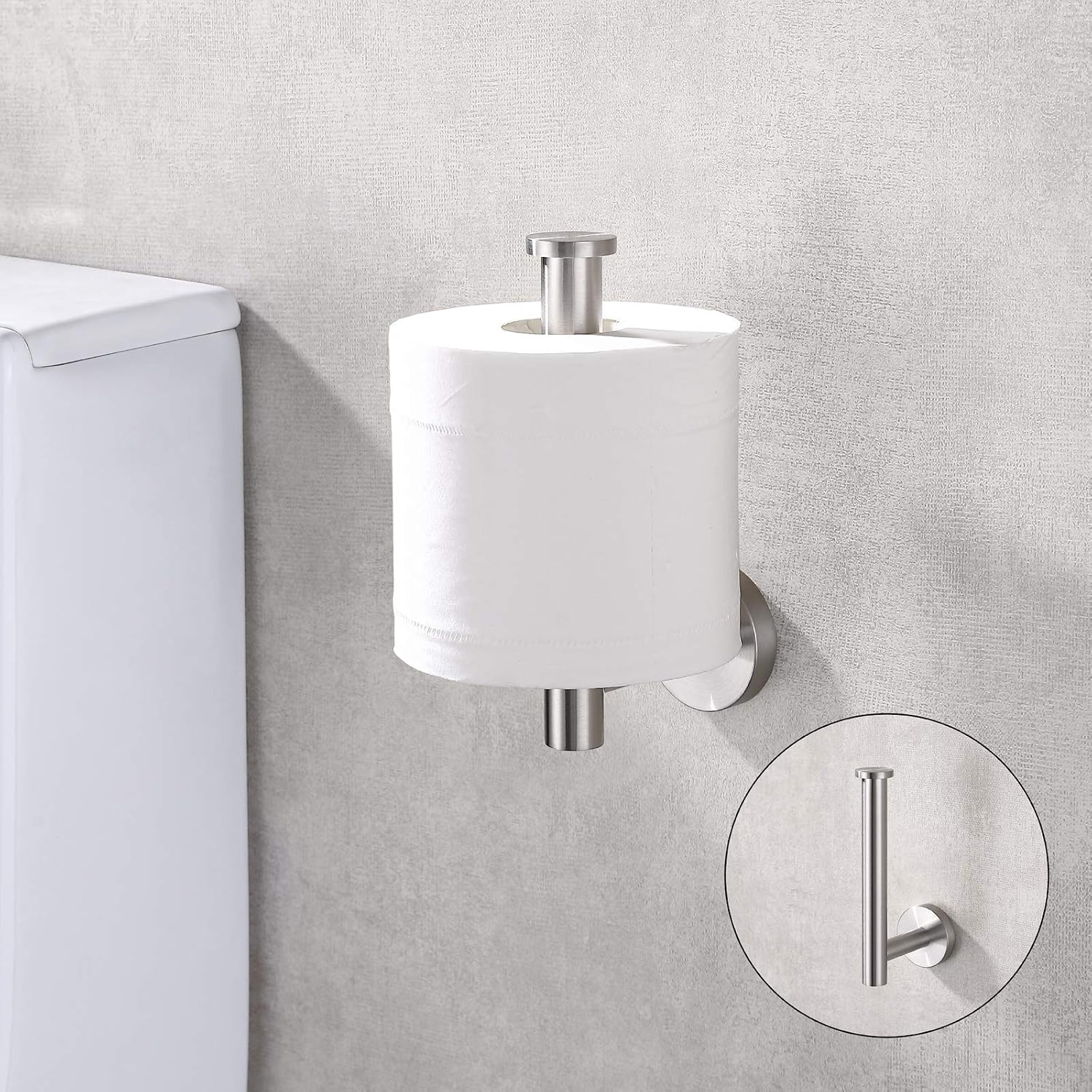 TASTOS Brushed Nickel Toilet Paper Holder SUS304 Stainless Steel, Modern Round Tissue Roll Holders Wall Mount, Toilet Paper Roll Dispenser Bathroom 5 inch TP Holder for Kitchen Washroom