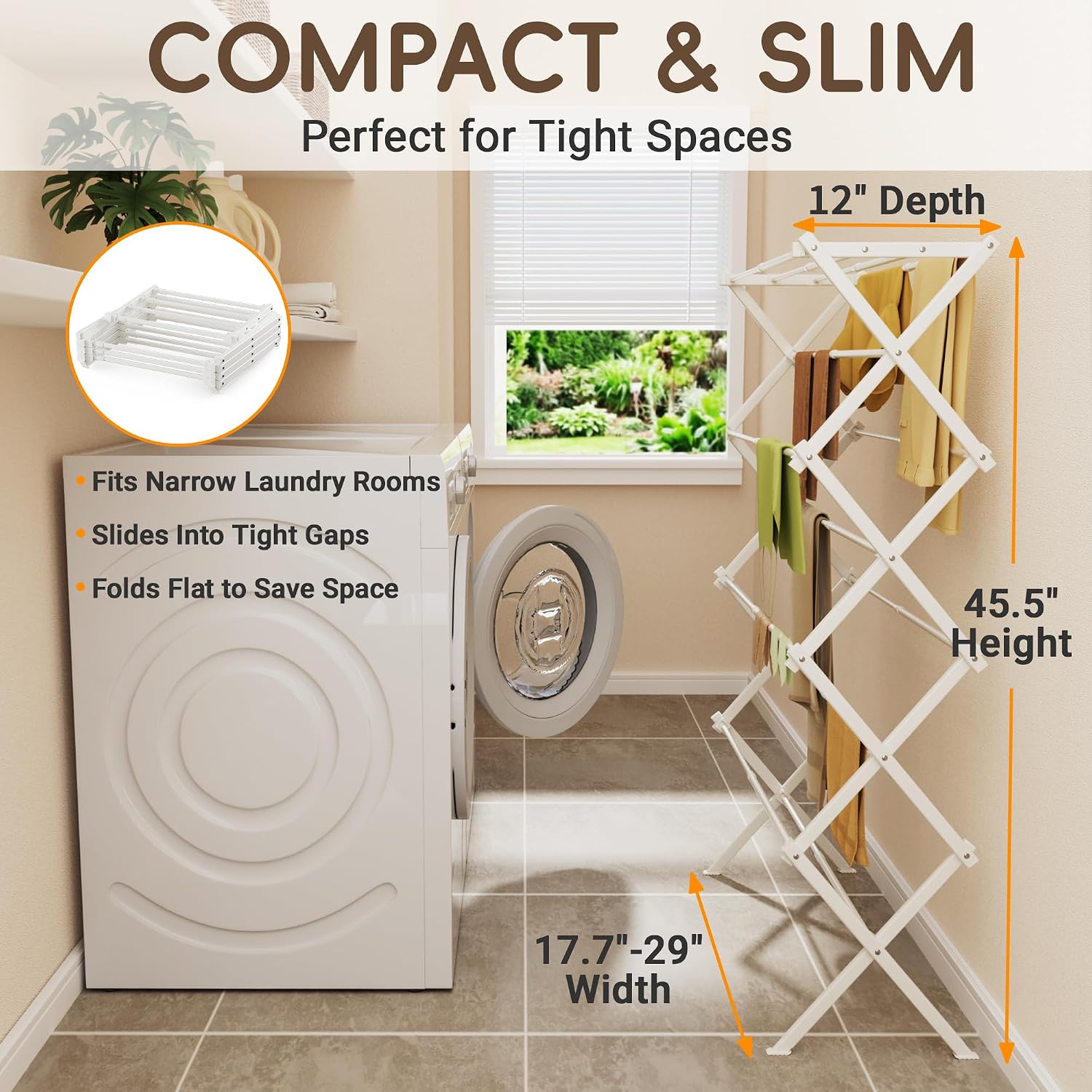 4-Tier Foldable Clothes Drying Rack for Long Garments