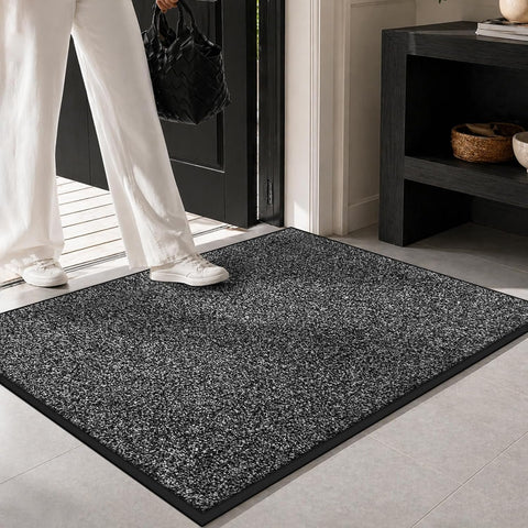 Mibao Super Absorbent Front Door Mat, 36" x 24", Non-Slip Washable Indoor Doormats, Low Profile Entryway Rug Outdoor, Dirt Resistant Welcome Mats for Front and Back Door Entrance, Grey
