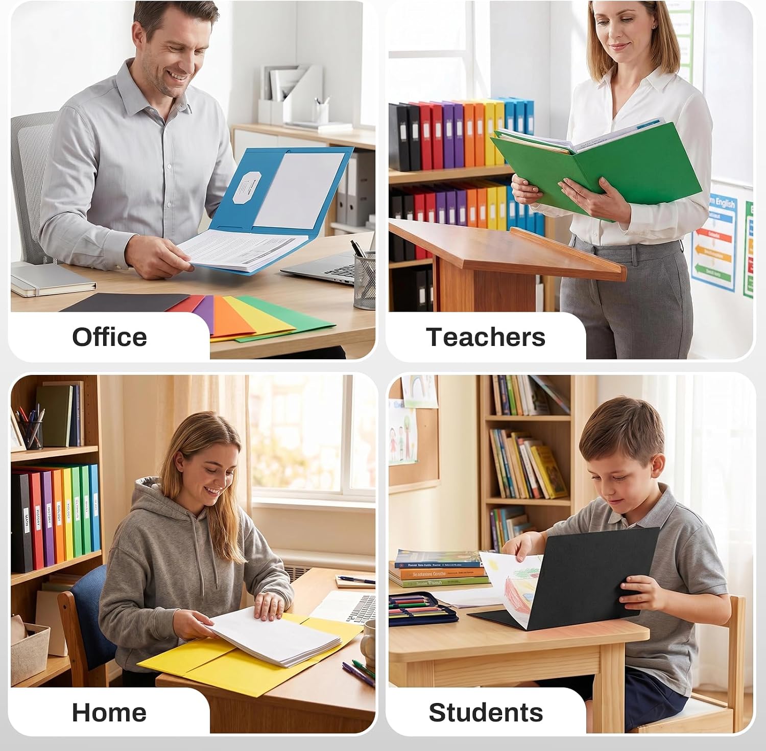 SUNEE Folders with Pockets(25 Pack, Black), 2 Pocket Folders Fit Letter Size Paper, Paper File Folder for School Office Home Bussiness