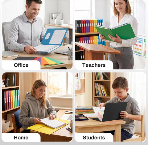 SUNEE Folders with Pockets(25 Pack, Black), 2 Pocket Folders Fit Letter Size Paper, Paper File Folder for School Office Home Bussiness