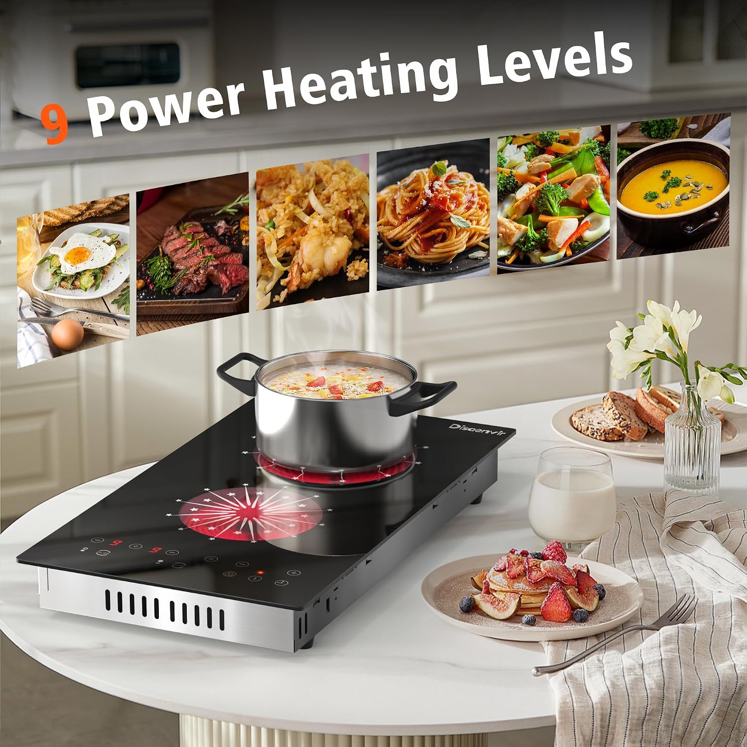 2 Burner Electric Cooktop 110V Portable Plug in 2000W