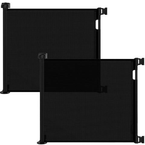 Veraste (2 Pack) Retractable Baby Gate for Doorways and Stairs, Mesh Safety Gate for Pet, Indoor & Outdoor Use, One-Hand Operation, Easy Installation, 33.6" Tall, Expands to 55" Wide（Black）