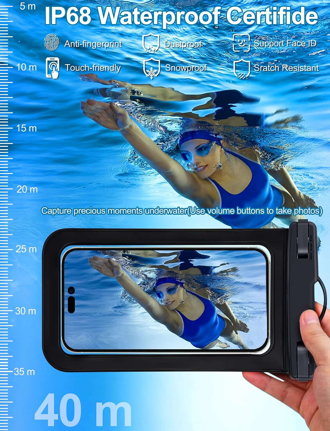 Famoby 3 Pack Black Waterproof Phone Pouch, Phone Waterproof Case,Cell Phone Dry Bag,Protection Level: IP68,Beach Cruise for iPhone,Samsung,and More,Lanyard Included,(Fits Up to 8.3"),Black
