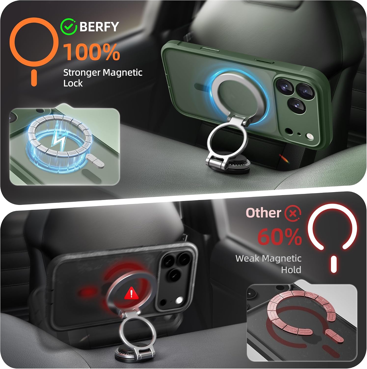 BERFY for iPhone 17 Pro Case, Compatible with MagSafe, Midnight Green