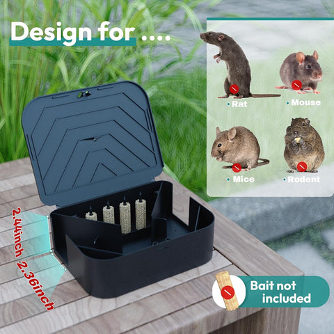 Rat Station Box with 1 Key, Complete Rodent Solution Keeps Rats Away, Pet & Child-Safe, Lock & Key Available, Reusable & Long-Lasting, Indoor & Outdoor, 1 Pack