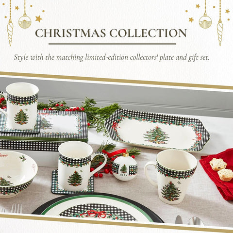 Spode – Christmas Tree Christmas Tree 2024 Annual Mandarin Mug, Checkered – 14 Qt