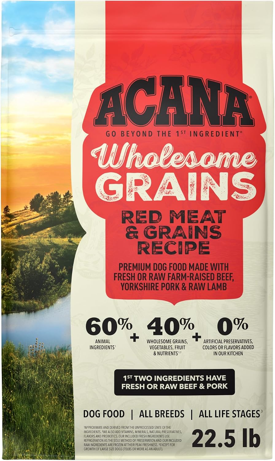 ACANA Wholesome Grains Dry Dog Food Red Meat & Grains 22.5lb Bag