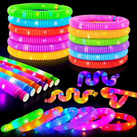 Glow Sticks Camping Essentials for Toddlers 6-96 PCS,Light Up Pop Tube Toys