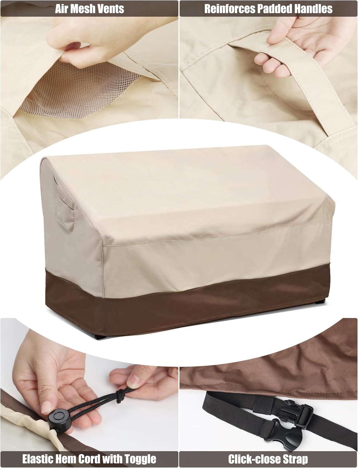 Vailge Patio Loveseat Cover 2-Seater & Outdoor Sofa Couch Cover Waterproof